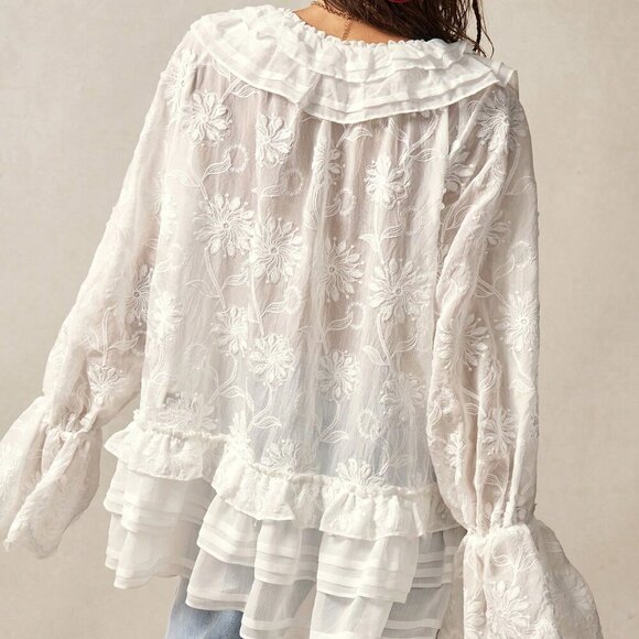 White Boho Women's Blouse - Picture 7 of 7